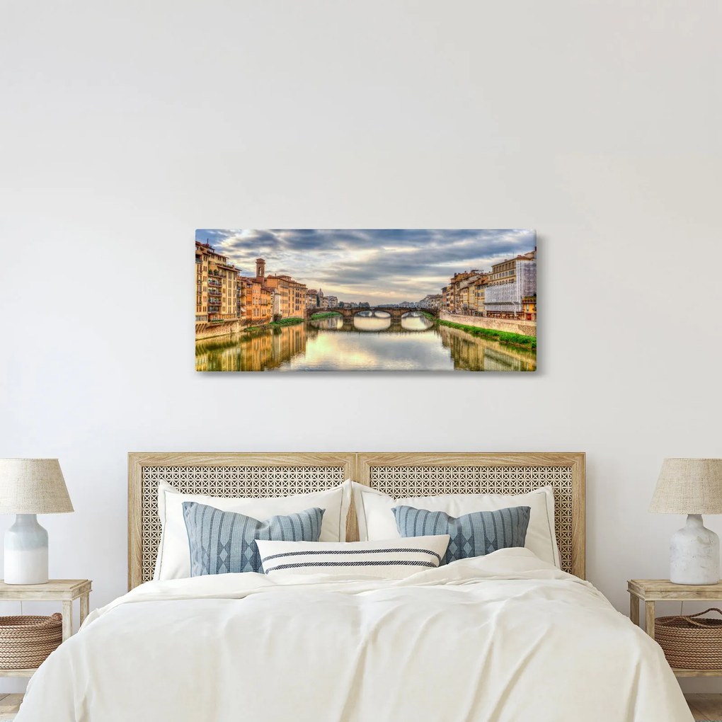 Tablou orașului cu râu (120x50 cm)