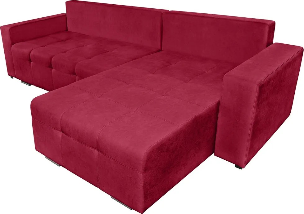 Coltar extensibil Venice, 287x169x96 cm, cu lada de depozitare, Rosu