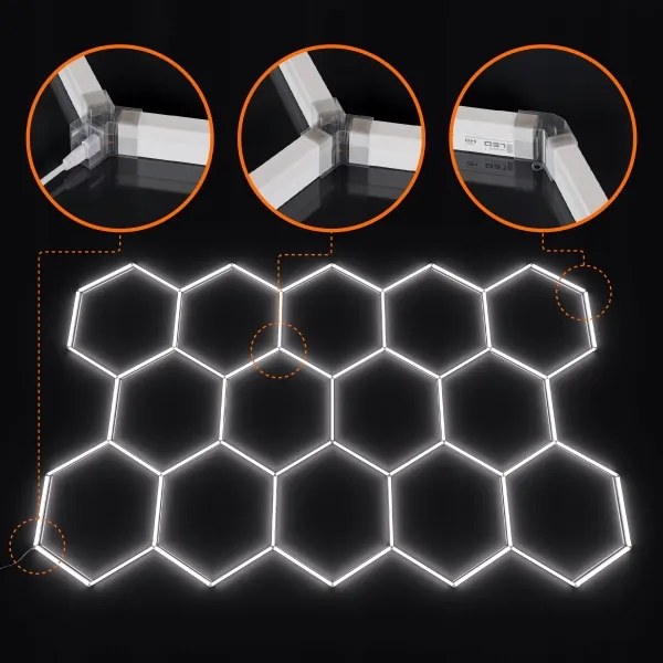 LED Stm plafonieră HEXAGON LED/456W/85-265V 5000K CRI 90 IP54 albă