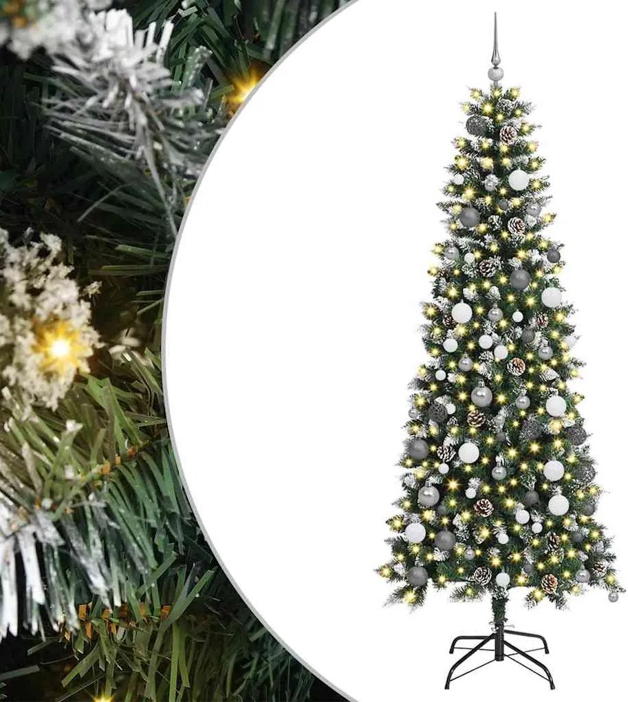 vidaXL Brad de Crăciun artificial Verde 210 cm PVC și Plastic și Oțel