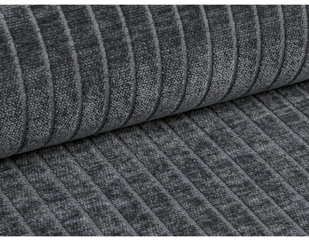 Canapea gri închis cu tapițerie din catifea reiată 364 cm Bergamo – Cosmopolitan Design