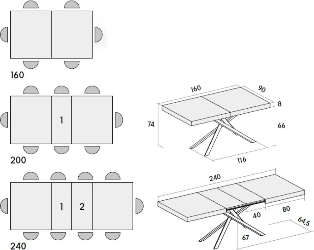 Masă Tifany BLAT OLMO PERLA - ALB - 140 CM / 90 / H 77