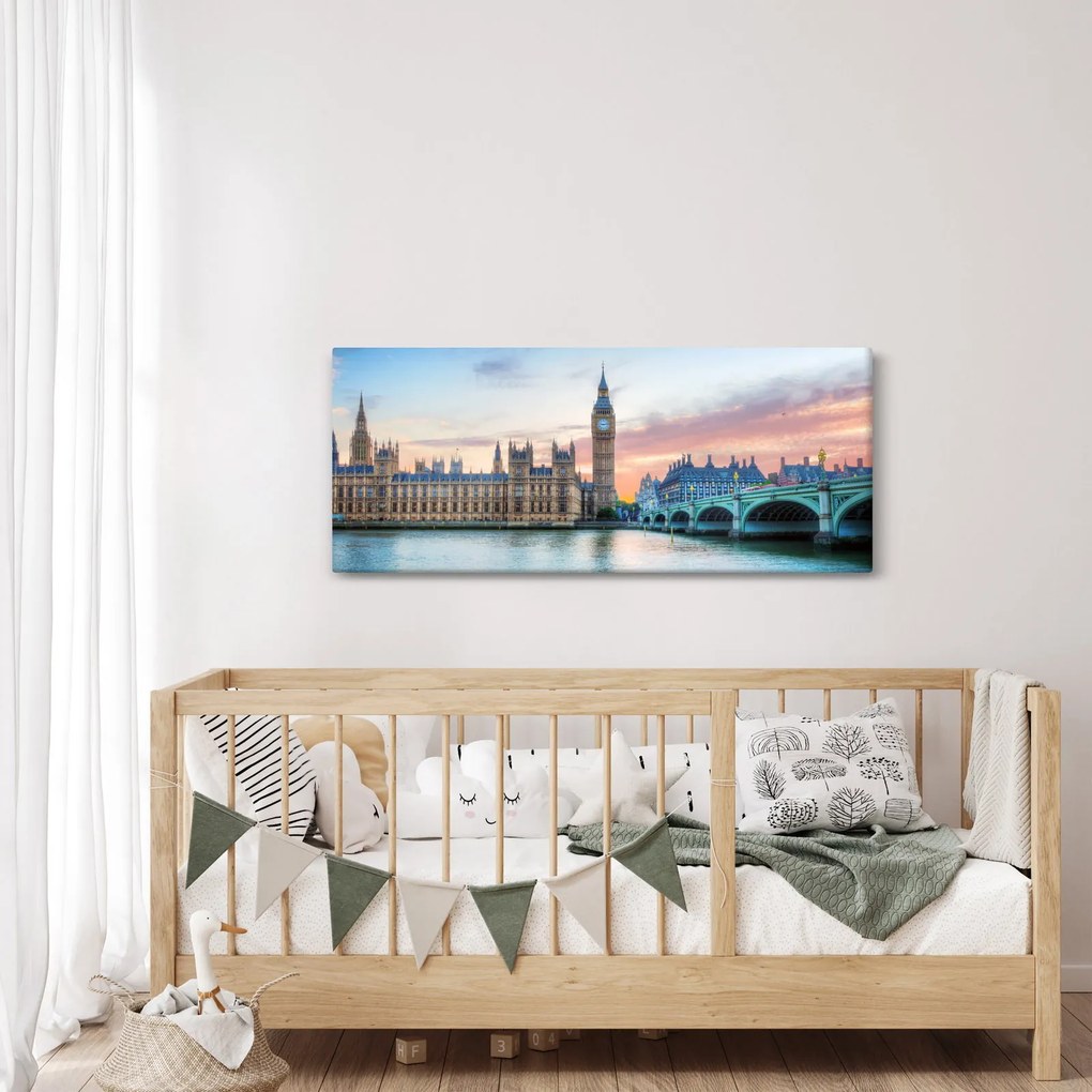 Tablou - Londra în culori pastelate (120x50 cm)