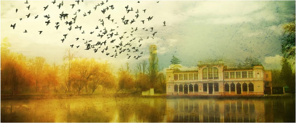 Tablou peisajului pictat cu sediul (120x50 cm)