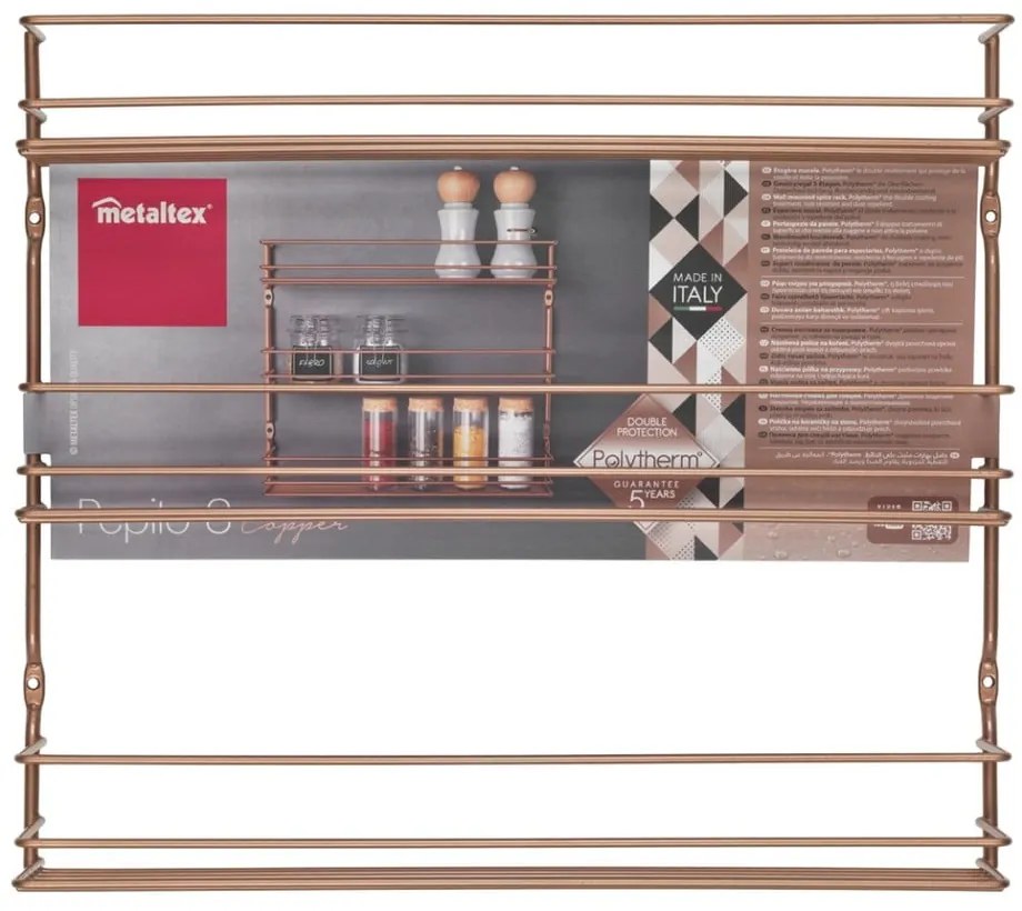 Suport cu 3 rafturi pentru mirodenii Metaltex, arămiu