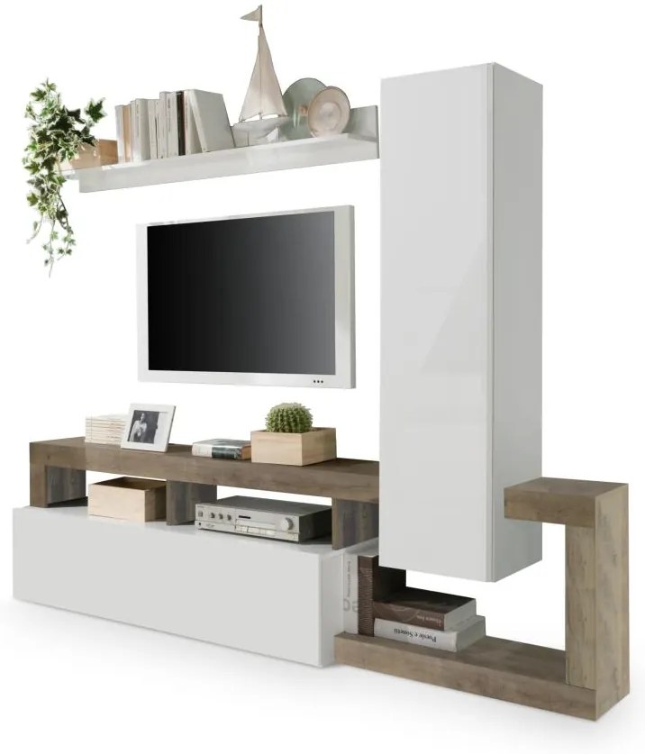 Ansamblu pentru living LENOR alb/maro