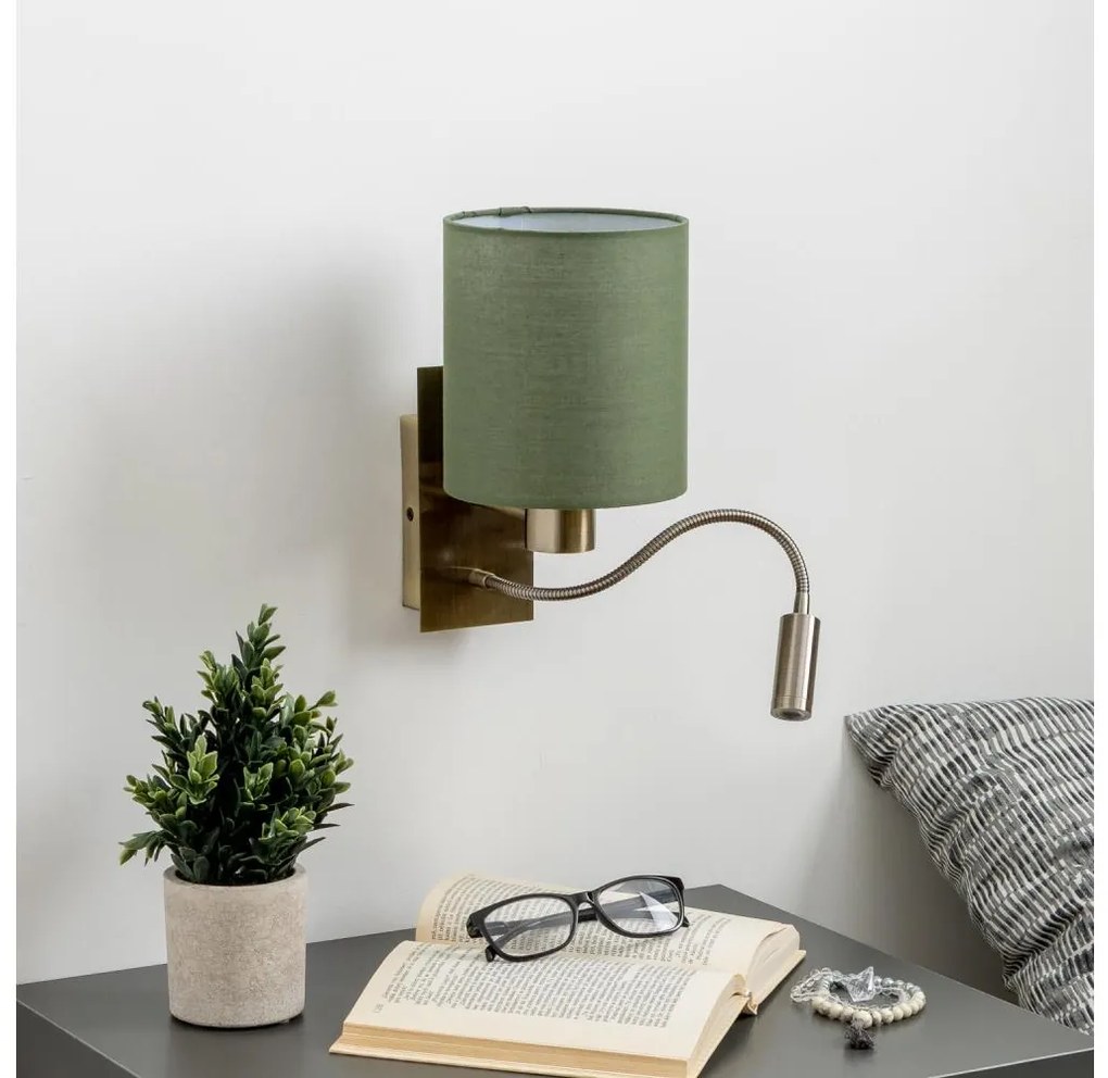 Lampă LED de perete Brilagi NUBILA 1xE27/25W/230V + LED/3W alamă/verde