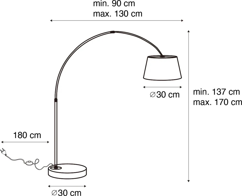 Lampă arcuită inteligentă modernă neagră, inclusiv Wi-Fi A60 - Arc Basic