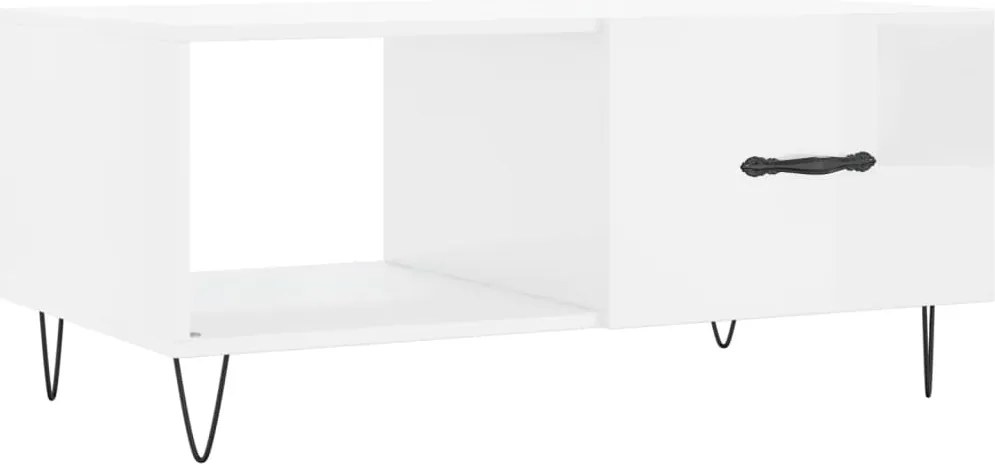 vidaXL Măsuță de cafea, alb extralucios, 90x50x40 cm, lemn compozit