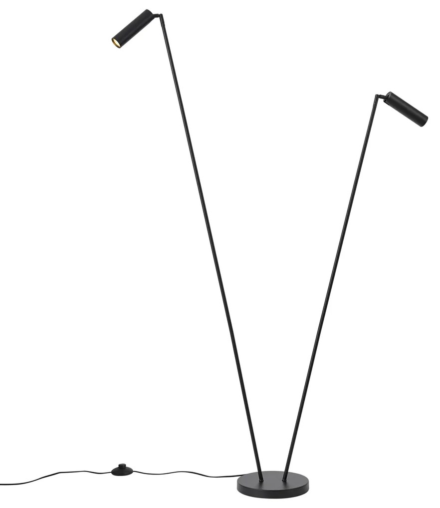 Lampă de podea modernă neagră cu 2 lumini GU10 35mm - Thomas