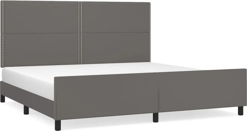 vidaXL Cadru de pat cu tăblie, gri, 200x200 cm, piele ecologică