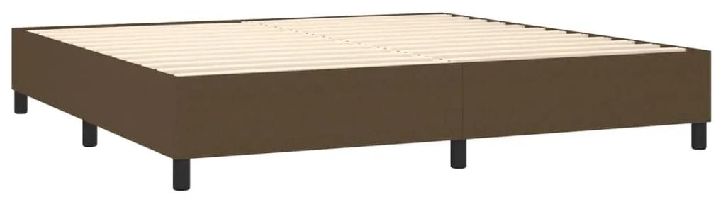Pat box spring cu saltea, maro inchis, 200x200 cm, textil Maro inchis, 200 x 200 cm, Design simplu