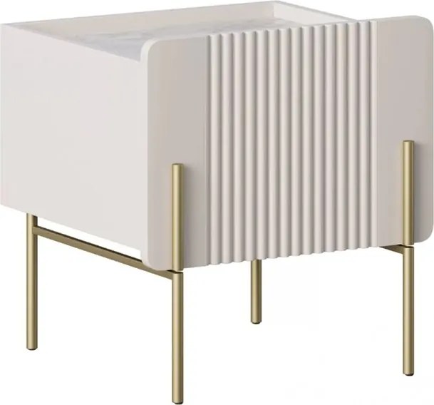 Noptieră Malmi 45 cm cu sertar - cașmir / alb crem / picioare auriu