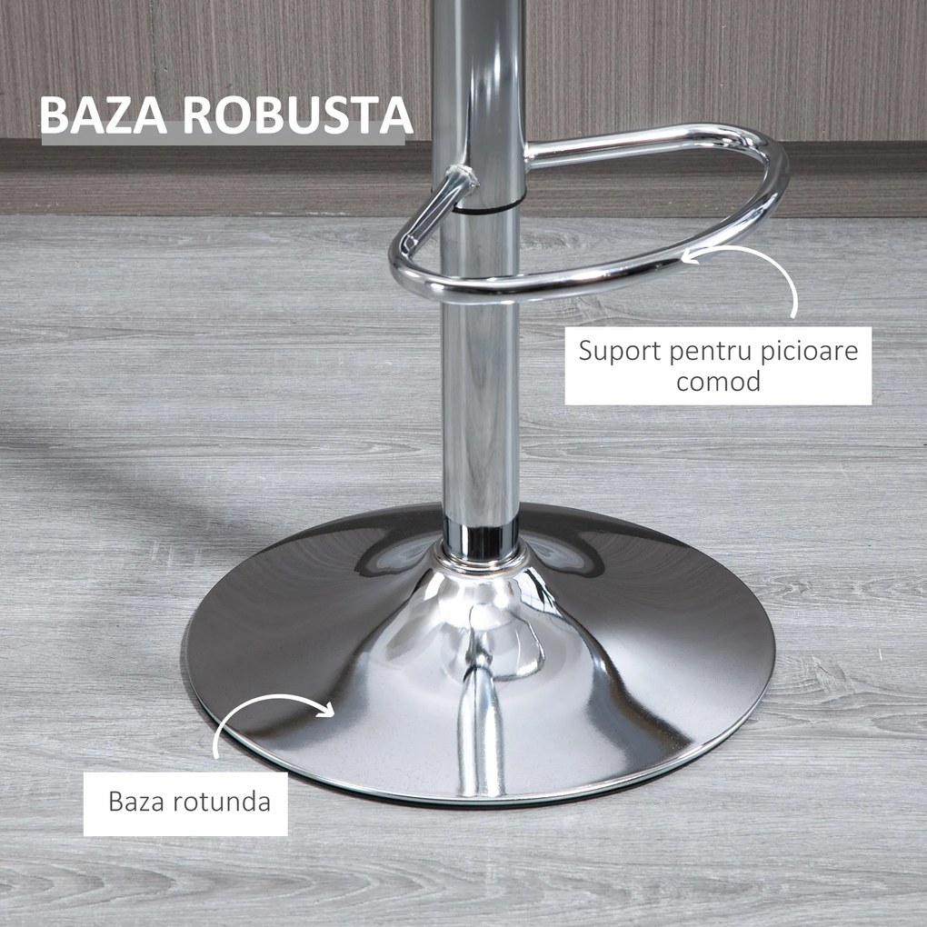 HOMCOM Scaune Bar 2 piese cu Înălțime Reglabilă, Șezut Rotativ și Suport pentru Picioare, 39x39x67-87 cm, Transparent | Aosom Romania