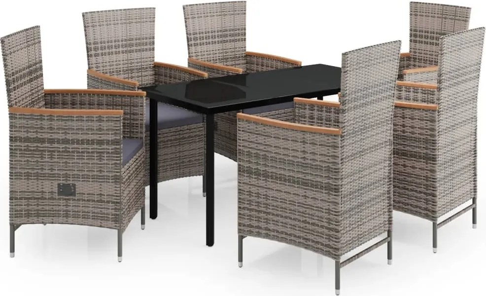 vidaXL Set mobilier pentru grădină, cu perne, 7 piese, gri