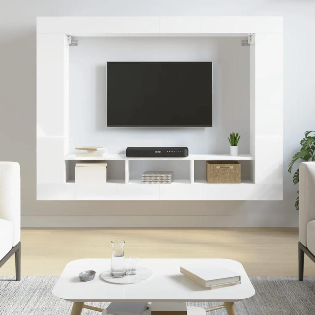 833726 vidaXL Comodă TV, alb extralucios, 152x22x113 cm, lemn prelucrat