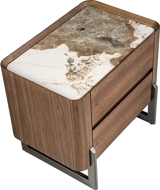 Noptiera 2 sertare deosebita design LUX Walnut-Marble