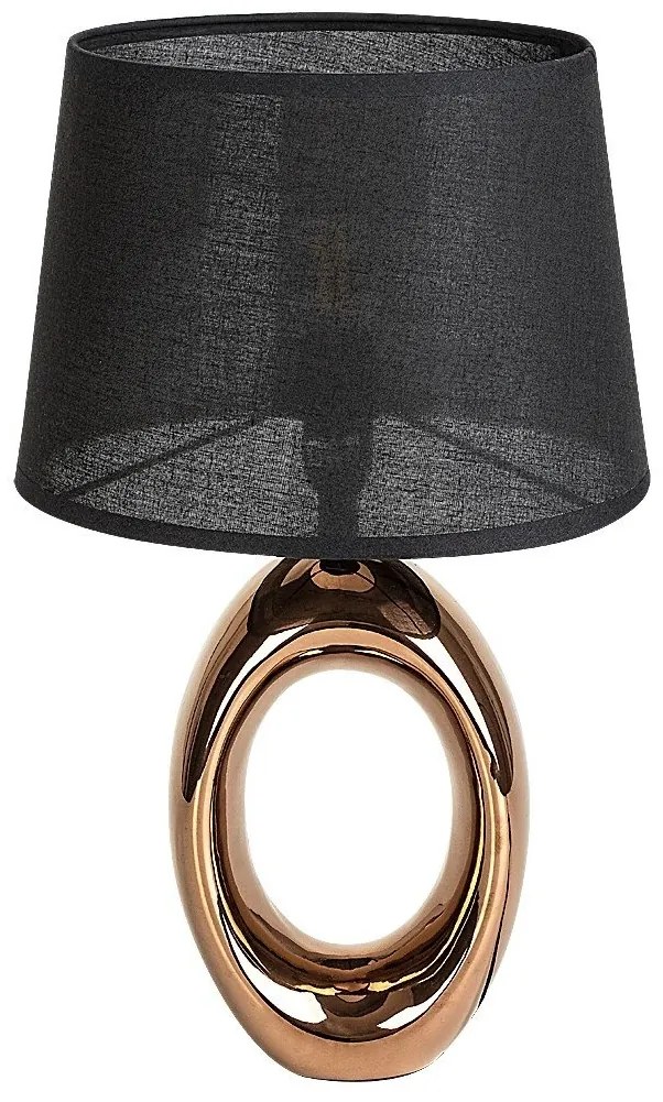 Lampa de masa ceramica bronz abajur negru Dalora