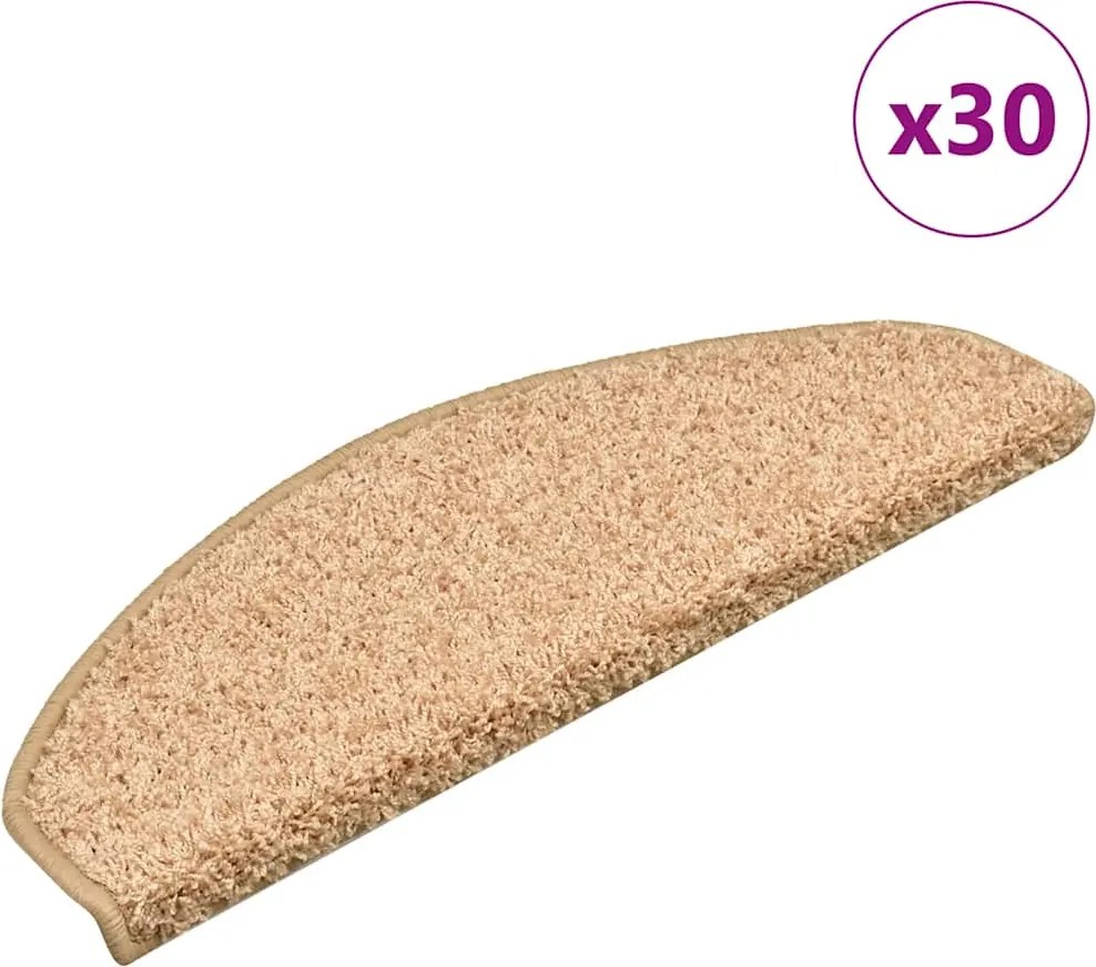 vidaXL Covorașe pentru scări, 30 buc., 65x21x4 cm, aurii, semirotunde, mari