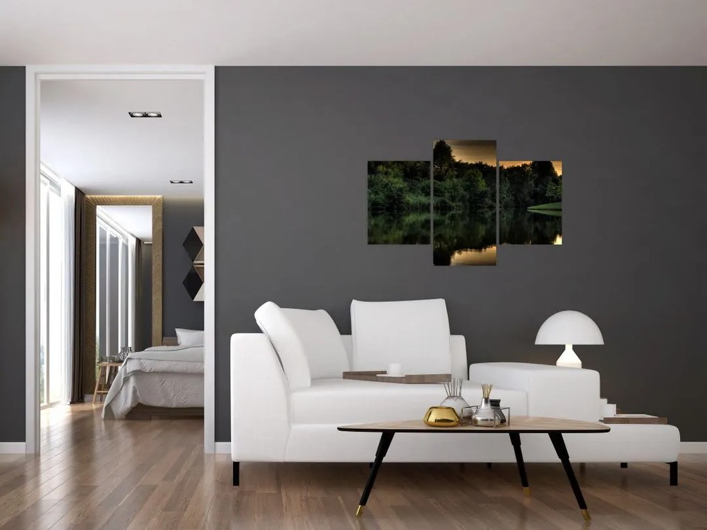 Tablou cu lac în pădure (90x60 cm)