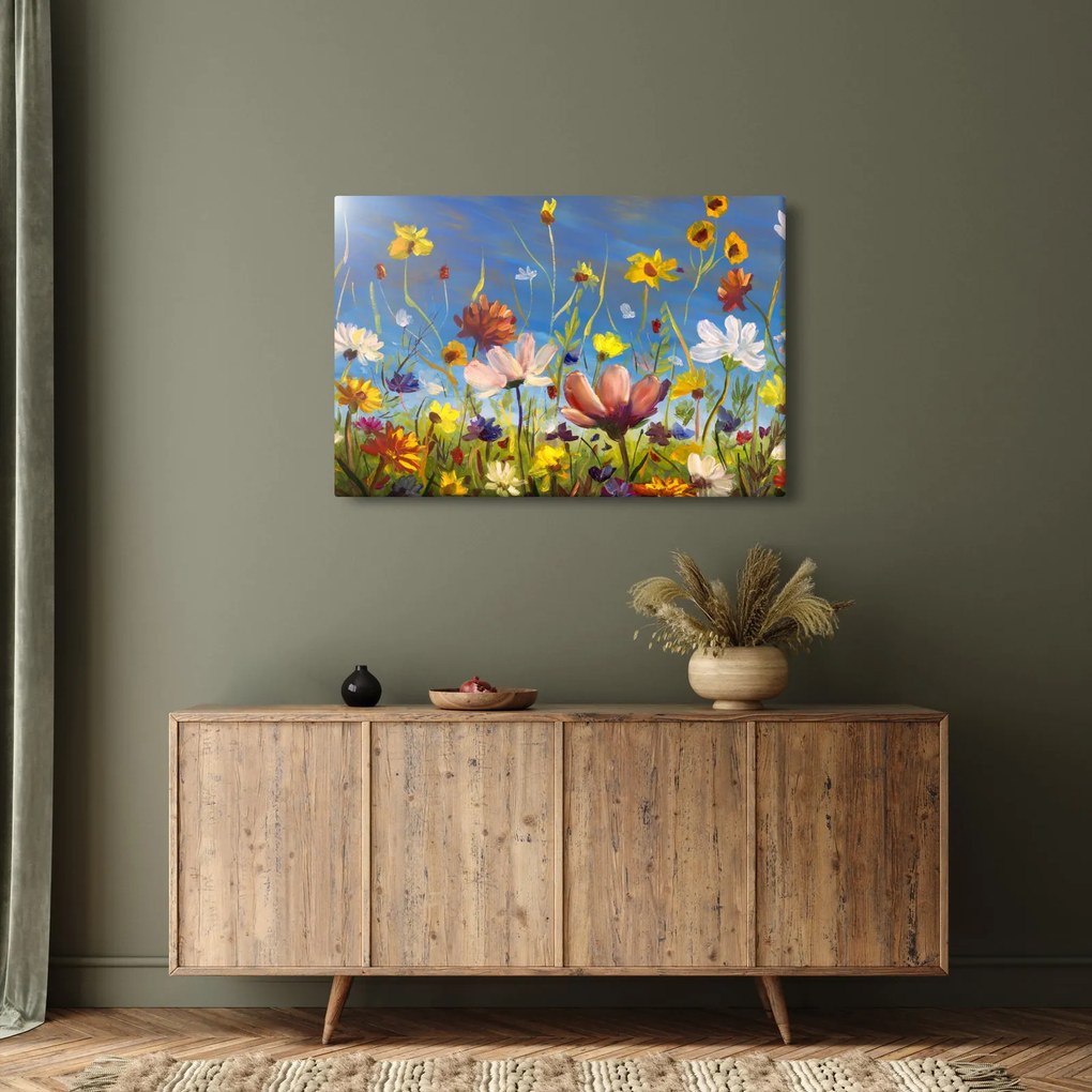 Tablou cu luncă înflorită (90x60 cm)