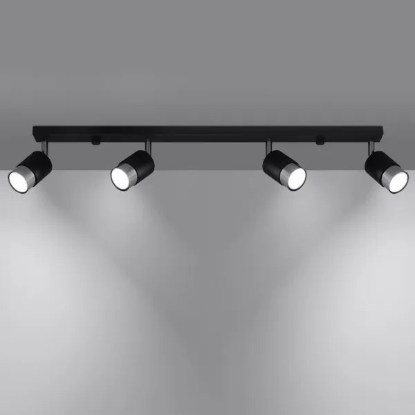 Spot NERO 4xGU10/40W/230V negru/crom lucios Sollux SL.1067