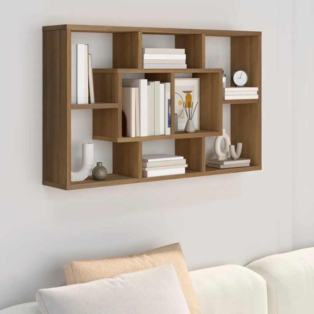 vidaXL Raft de perete, stejar maro, 85x16x52,5 cm, lemn compozit