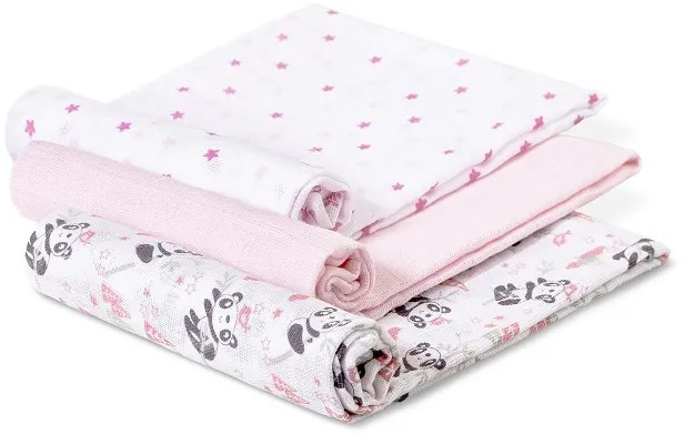 Set 3 museline 80 x 80 cm model panda - alb si roz Inter Baby