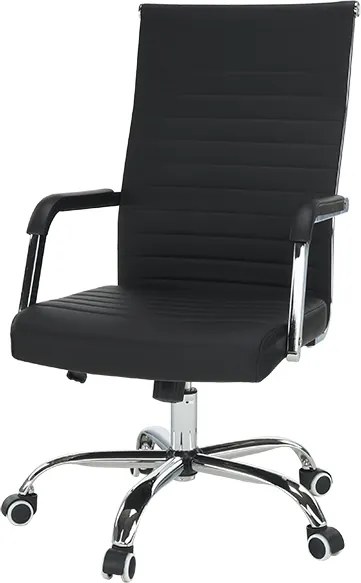 Scaun de birou, piele eco/metal, negru/crom, FARAN
