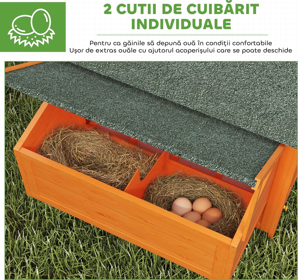 PawHut Coteț pentru Găini de Grădină din lemn de Brad, lemn verde, 160x98.5x107cm | Aosom Romania