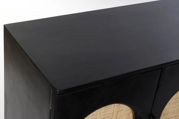 Bufet negru , din lemn de mango si rattan