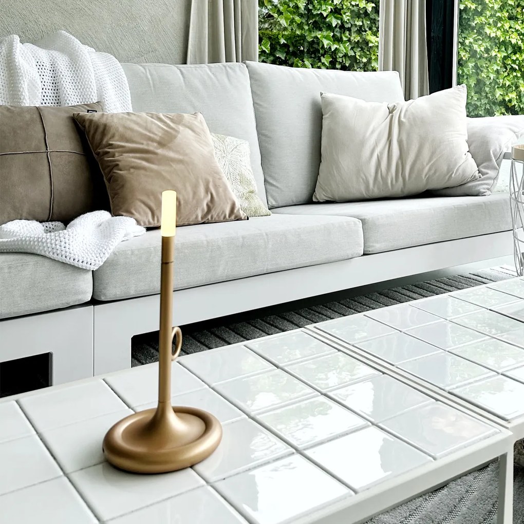 Set de 2 lămpi de masă exterioare aurii cu dimmer reîncărcabile - Sjarel