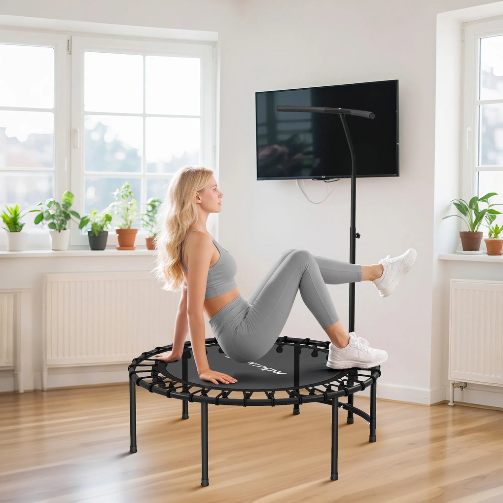 SPORTNOW Trambulină Rebounder, mâner reglabil în 5 trepte, trambulină pentru antrenament, Negru | Aosom Romania