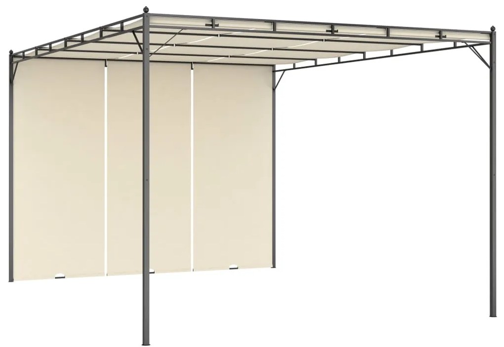 vidaXL Pavilion de grădină cu perdea laterală, crem, 4 x 3 x 2,25 m