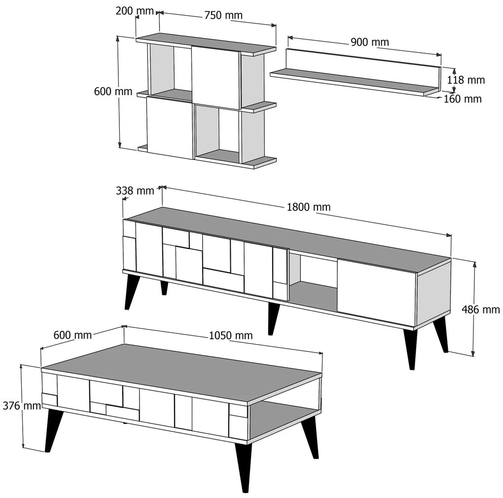 Mobilier living Madryt (Nuc + Antracit). 1072505