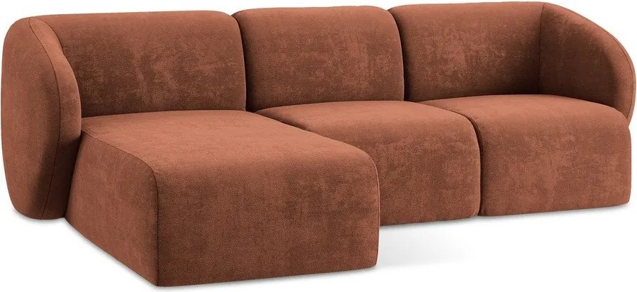 Colțar teracotă cu tapițerie din chenille (cu colț pe partea stângă/cu șezlong) Lani – Makamii