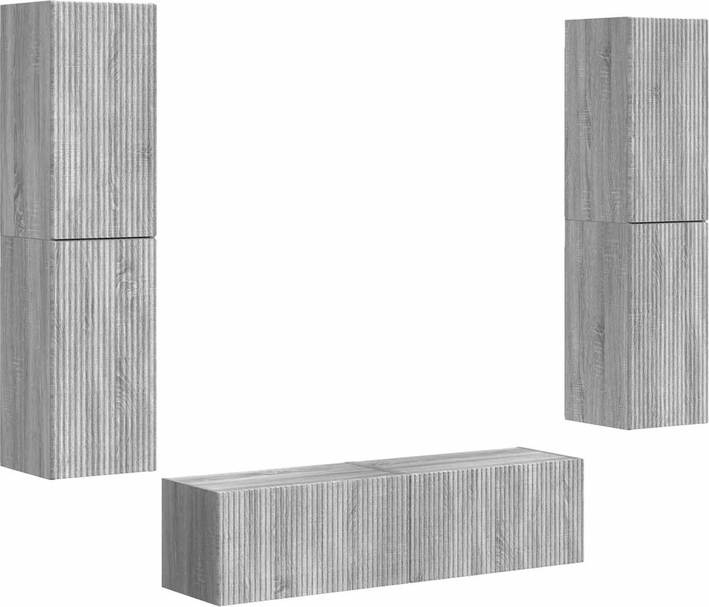 vidaXL Set comodă TV 6 pcs Gri Sonoma Lemn compozit