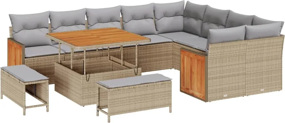 vidaXL Set de canapele pentru grădină 13 pcs Beige și gri deschis