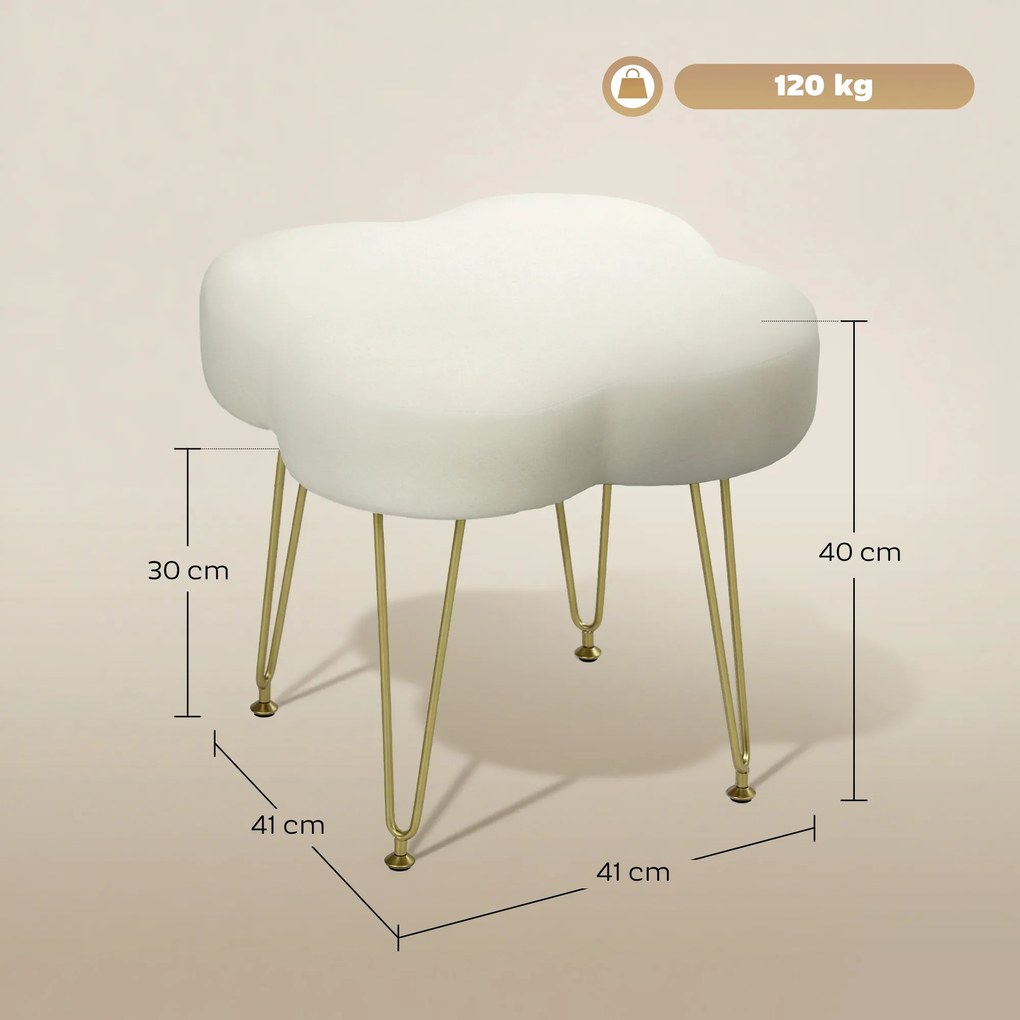 HOMCOM Fotoliu, Design Trifoi, Acoperire din material textil, Picioare din oțel, Crem | Aosom Romania