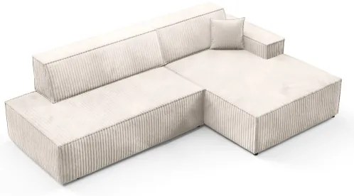 Canapea colțar extensibilă TERAMO în formă de L, cu spațiu de depozitare, partea dreaptă, bej