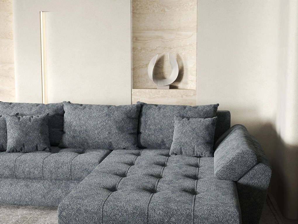 Colțar extensibil dumonde cu ladă de depozitare si sezut confortabil din spuma high-density, Loana Euphoria Graphit II 270x185 cm