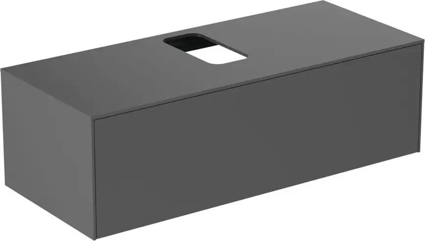 Dulap baza suspendat Ideal Standard Atelier Conca antracit mat 1 sertar si blat cu decupaj central 120 cm