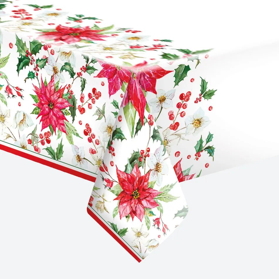 Crăciun Poinsettia fata de masă de hârtie 120x180 cm