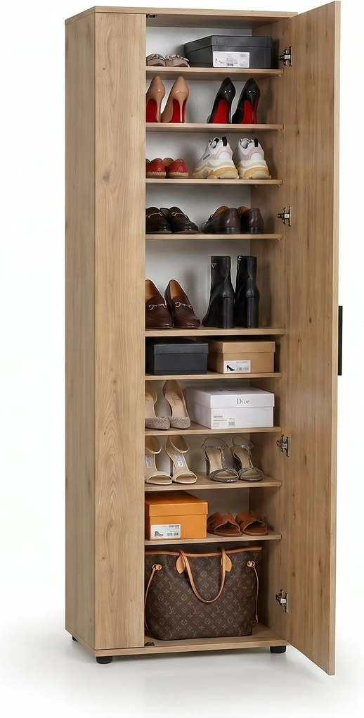 Pantofar Adore Porto, 2 usi reversibile cu oglinda, 10 rafturi, capacitate 28 perechi, 60 x 187 x 36 cm