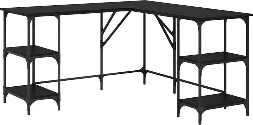 vidaXL Birou Stejar Negru 139 x 139 x 75 cm Lemn compozit