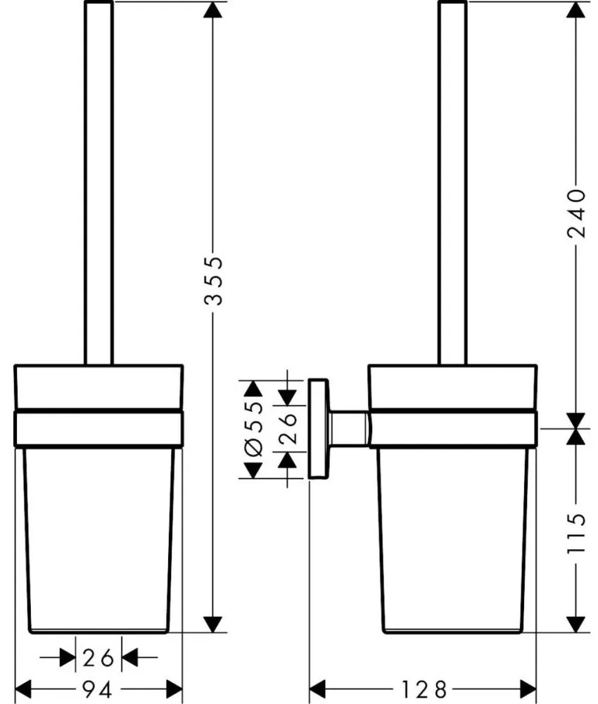 Perie Wc cu suport Hansgrohe, Logis Universal