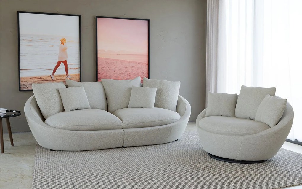 Fotoliu lemn masiv pivotant Maui, 130 × 80 × 112 cm