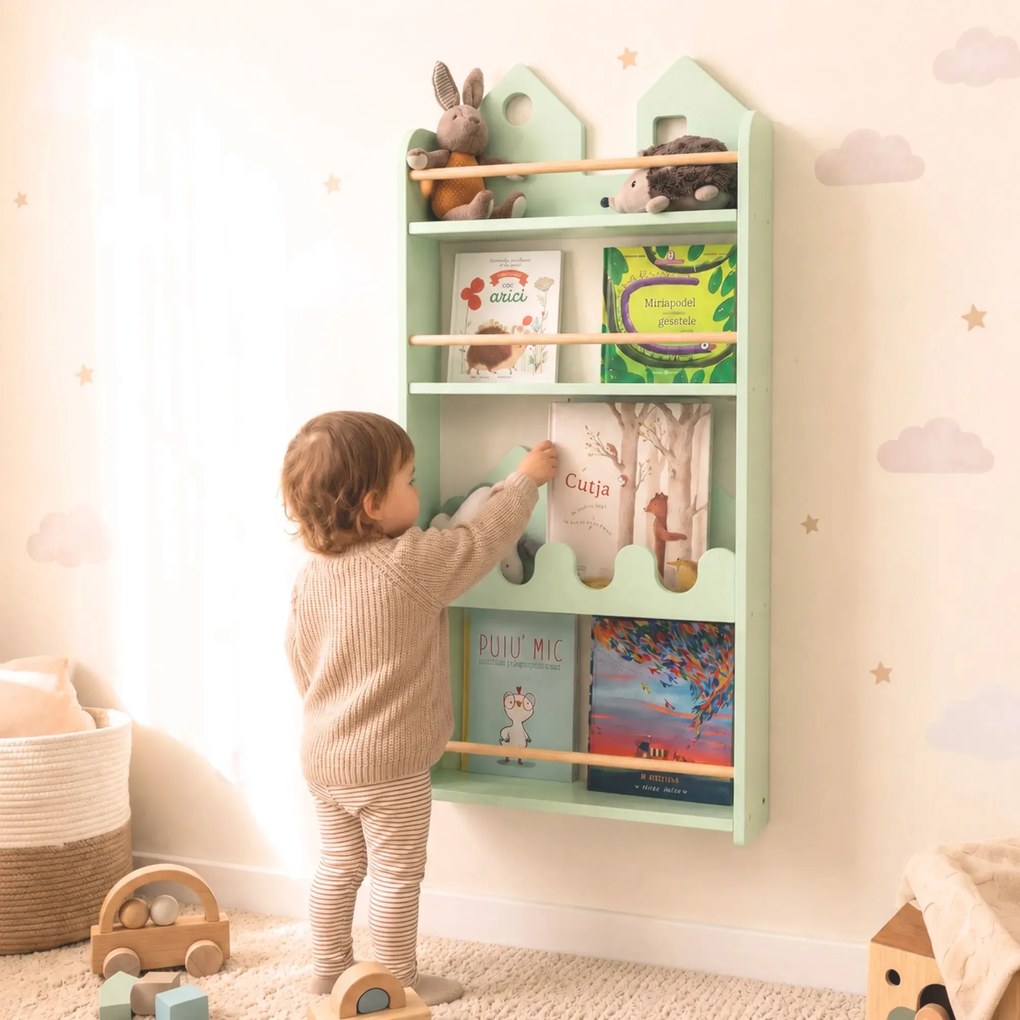 Bibliotecă de perete pentru copii NESTA Albastru