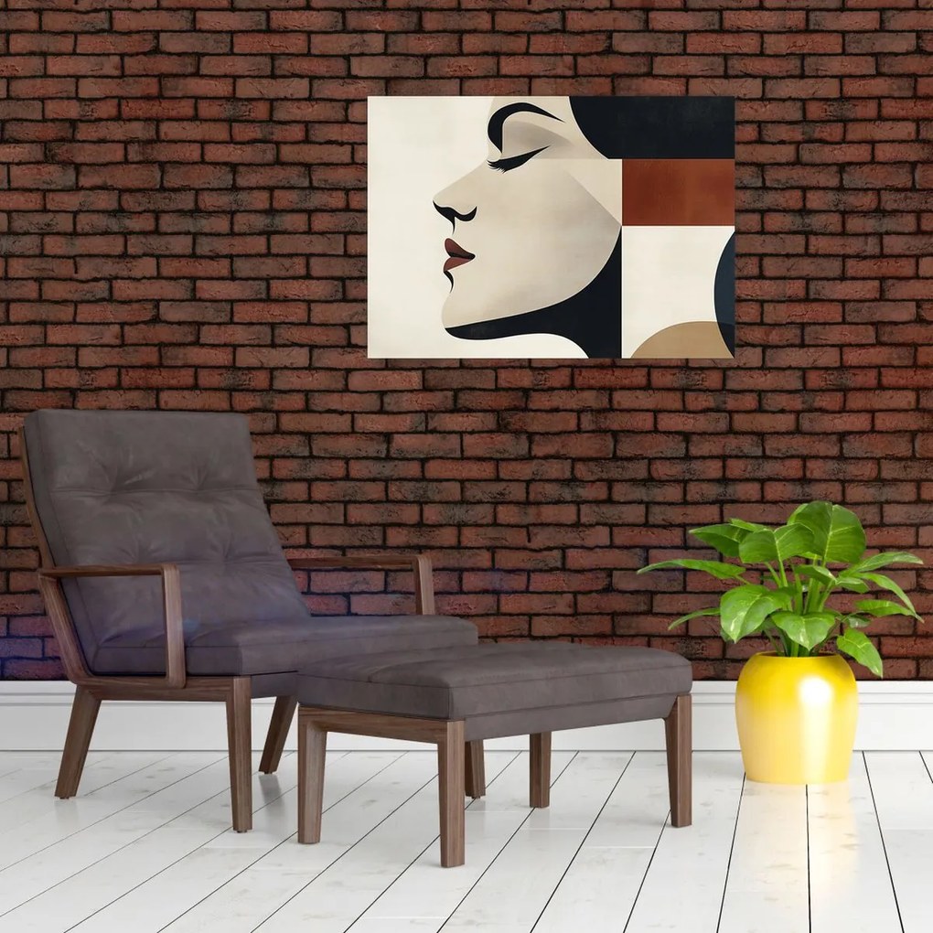 Tablou pe sticlă - Femeie din profil (70x50 cm)