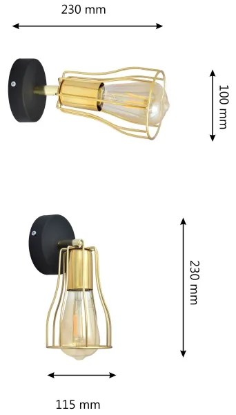 Spot de perete TUBE 1xE27/15W/230V auriu/negru